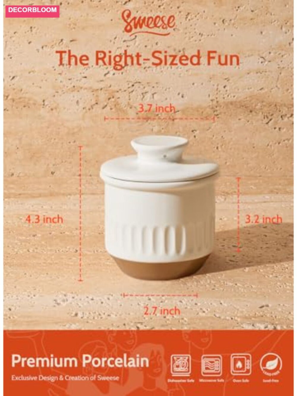 Ceramic Butter Keeper Crock with Water Seal, French Butter Dish for Countertop, - Picture 2 of 6